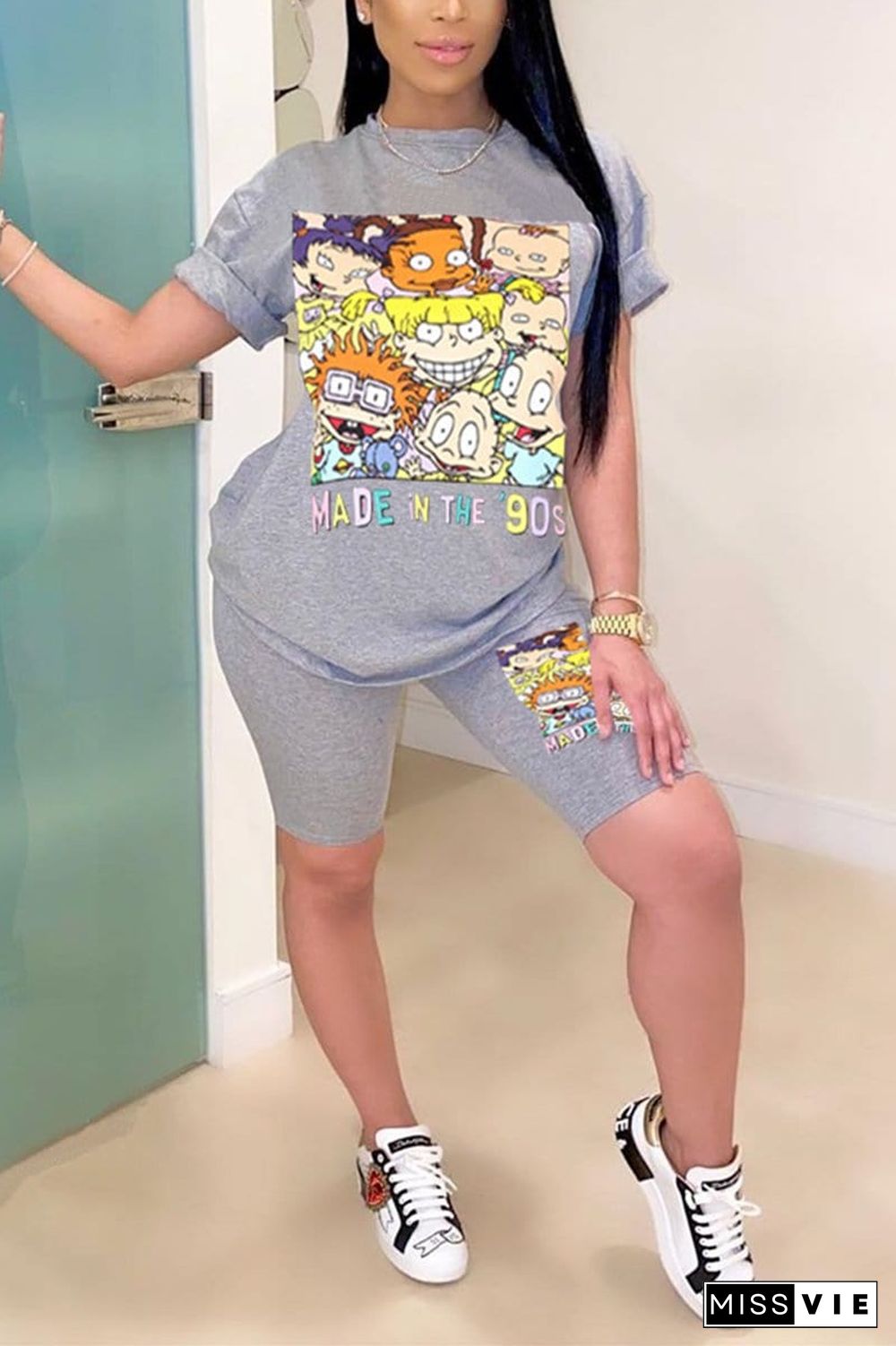 Fashion Lovely Cartoon Printed Two Piece