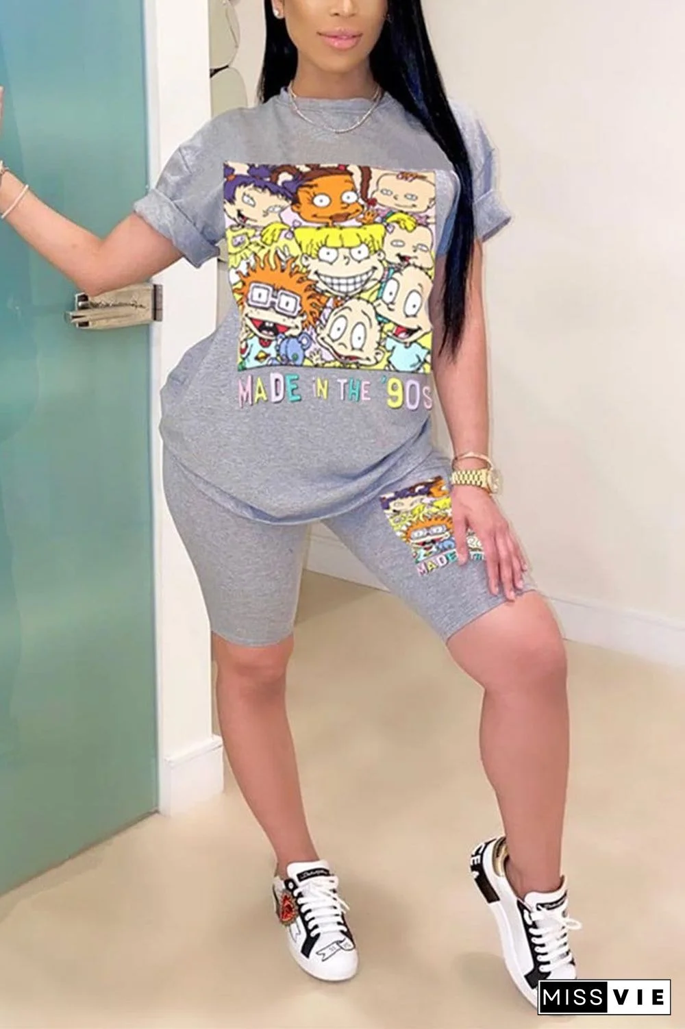 Fashion Lovely Cartoon Printed Two Piece