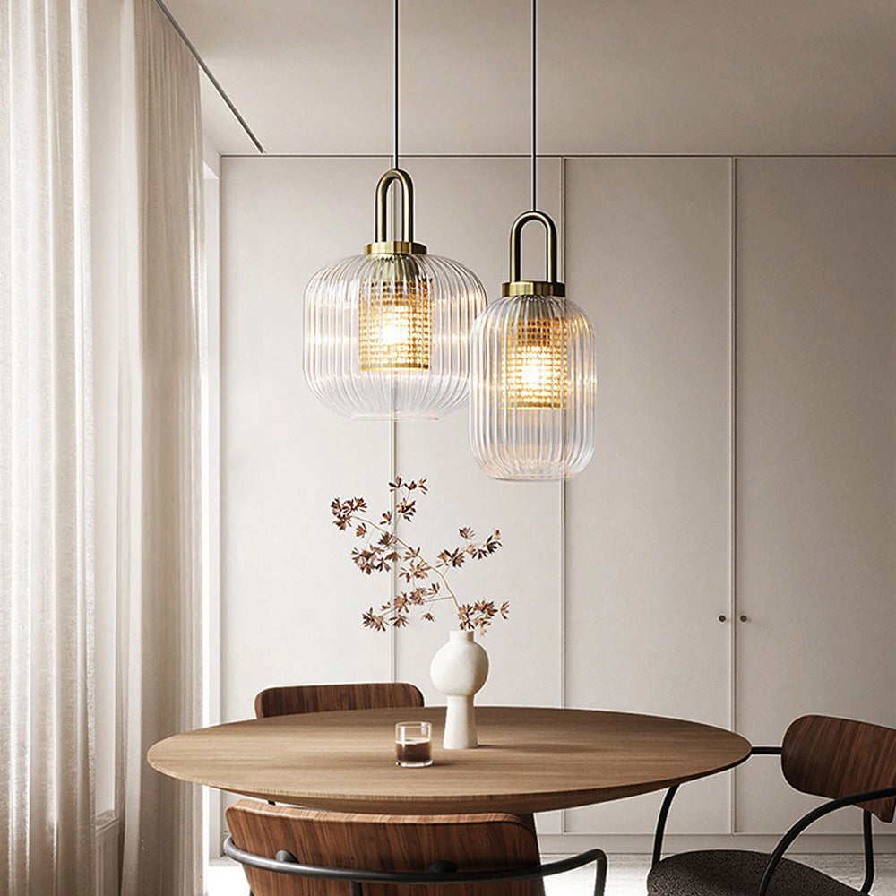 Clear Glass Pendant Light Shade With Brass Fitting