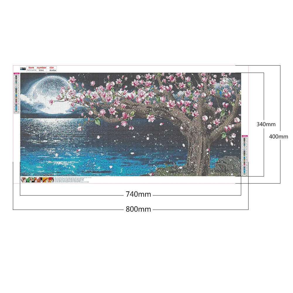 Diamond Painting - Full Round Drill - Moon Peach Blossoms(80*30cm)