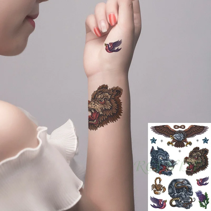 Waterproof Temporary Tattoo Sticker Halloween cool Tribal totem fake tatto Sex flash tatoo tatouage Stickers for girl women men