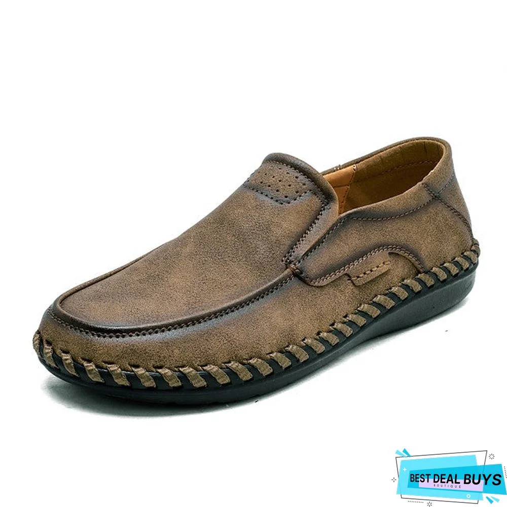 Men's Microfiber Fall / Spring & Summer Vintage / Casual Boat Shoes Walking Shoes Breathable Black / Brown / Khaki