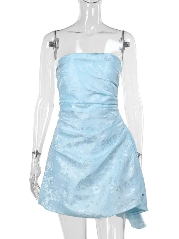 Toloer Satin A-line Tube Mini Dress-Outfit Ideas