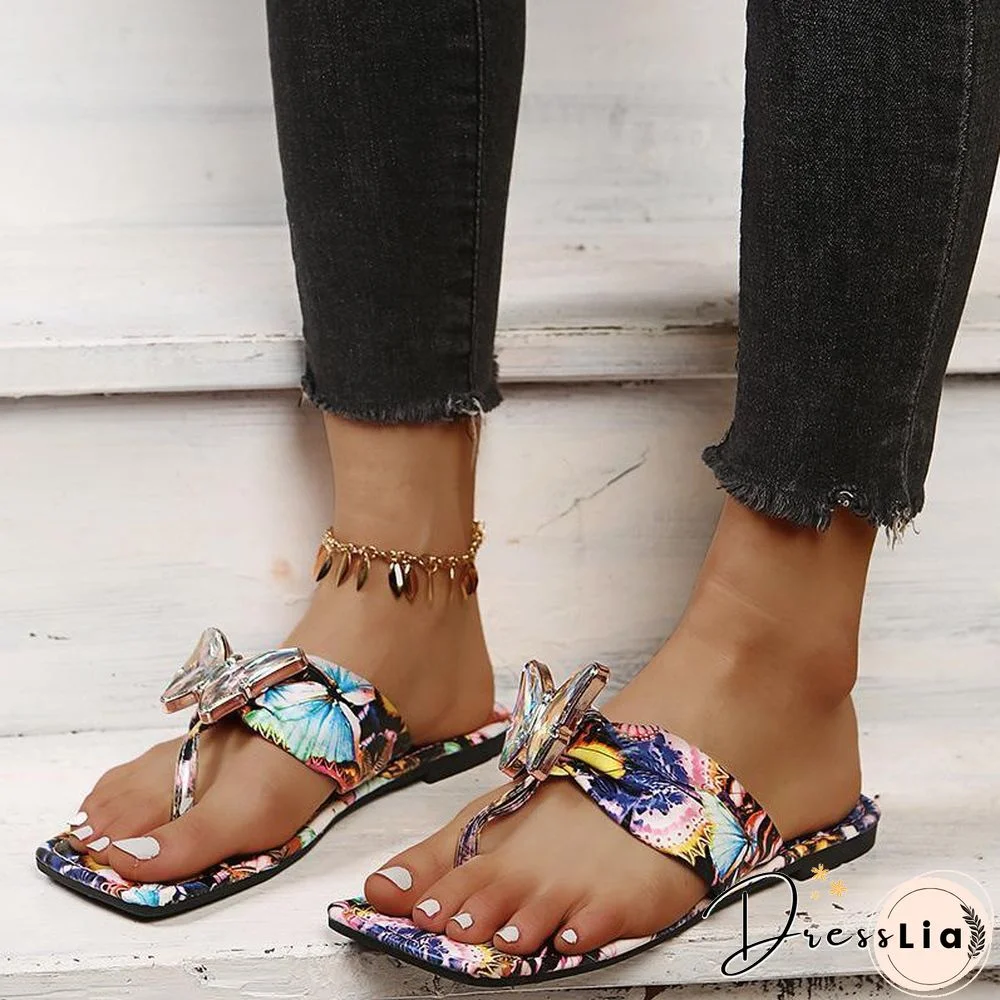 Women Printed Butterfly Beach Slippers