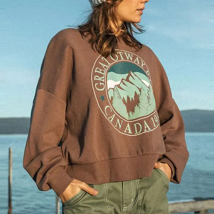 Retro letters simple women's sweatshirt