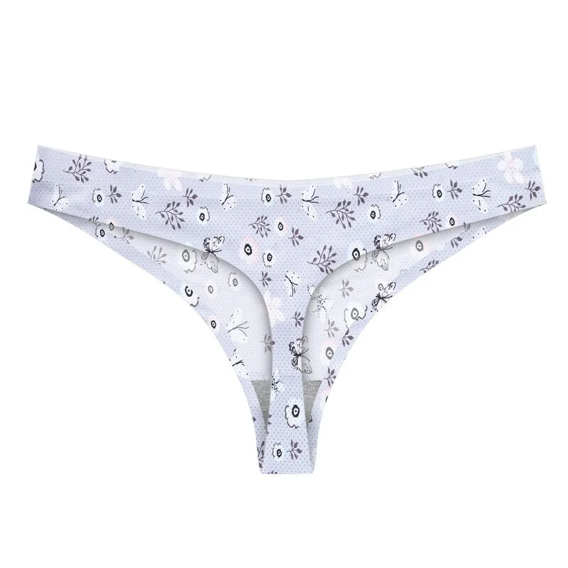 Meet'r Women Sexy Flowers Lingerie Temptation Low-waist Panties Thong Sameless Breathable Underwear Female G String Intimates