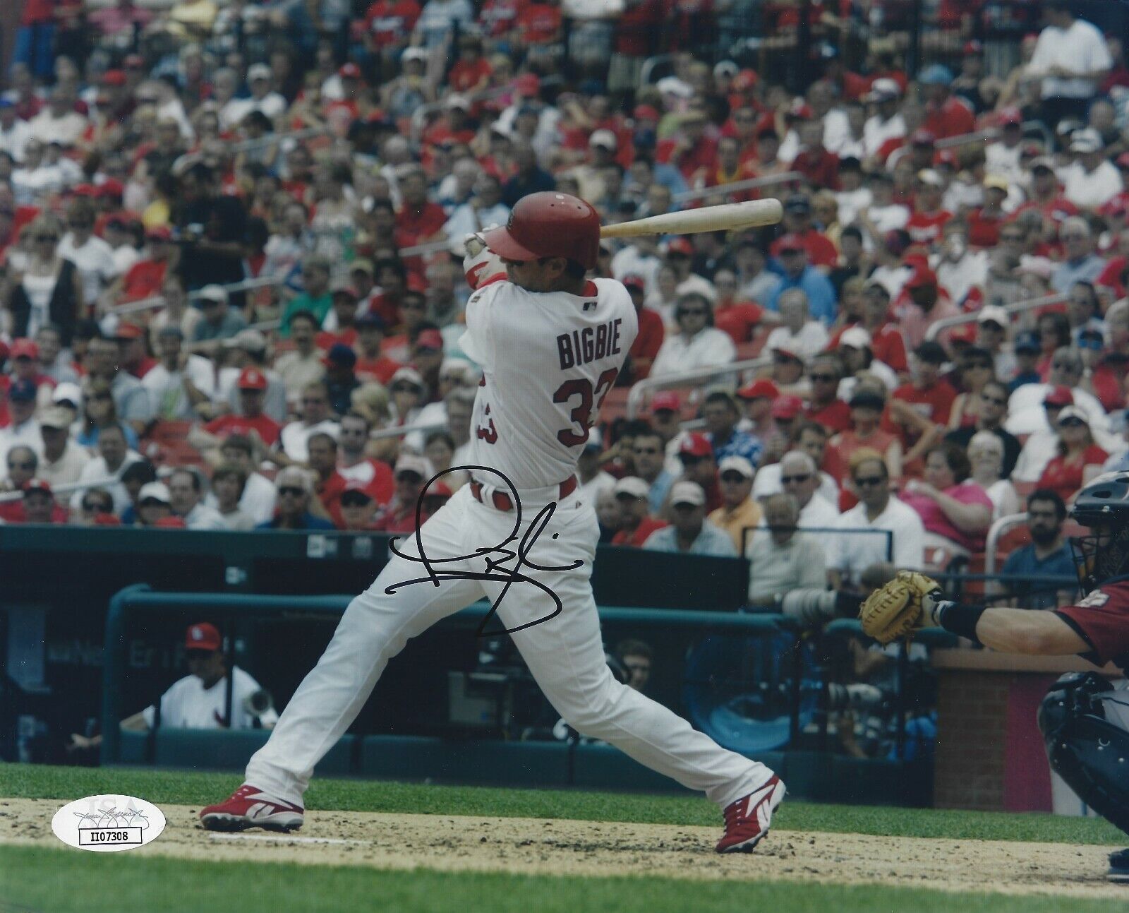 Signed 8x10 LARRY BIGBIE St. Louis Cardinals Photo Poster painting - JSA COA