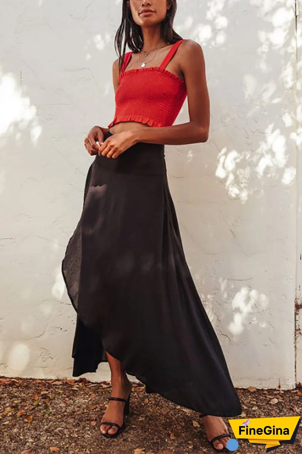 High Low Flare Shape Maxi Skirts