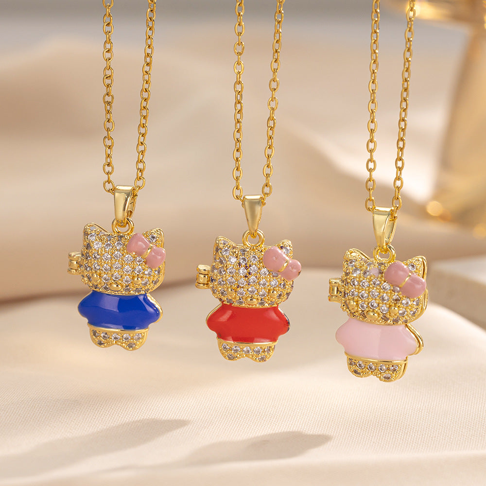 Necklace Women Cute Kt Cat Necklace Fashion Sweet Cute Bear Pendant Clavicle Chain