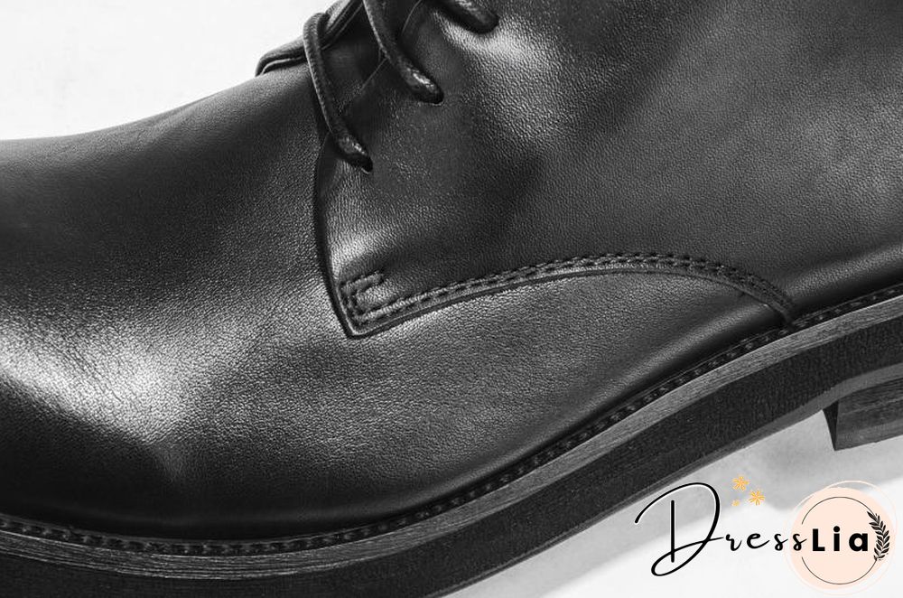 Men Casual Shoes High-Top Ankle Riding Boots Vintage Genuine Leather Sneakers Black Lace Up Work Boots