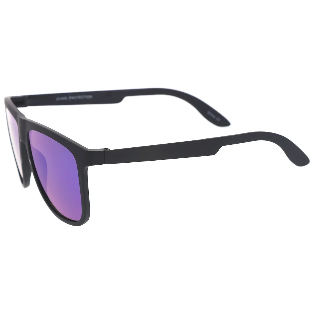 Lifestyle Rubberized Matte Flat Top Colored Mirror Square glasses 55mm