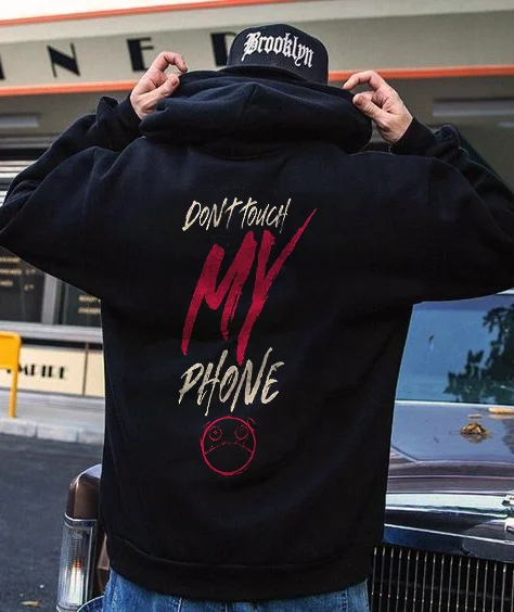 Don't Touch My Phone Fashion Black Hoodie - Krazyskull