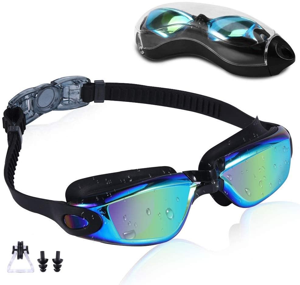 Swim Goggles for Men Women Teens, Anti-Fog UV-Protection Leak-Proof