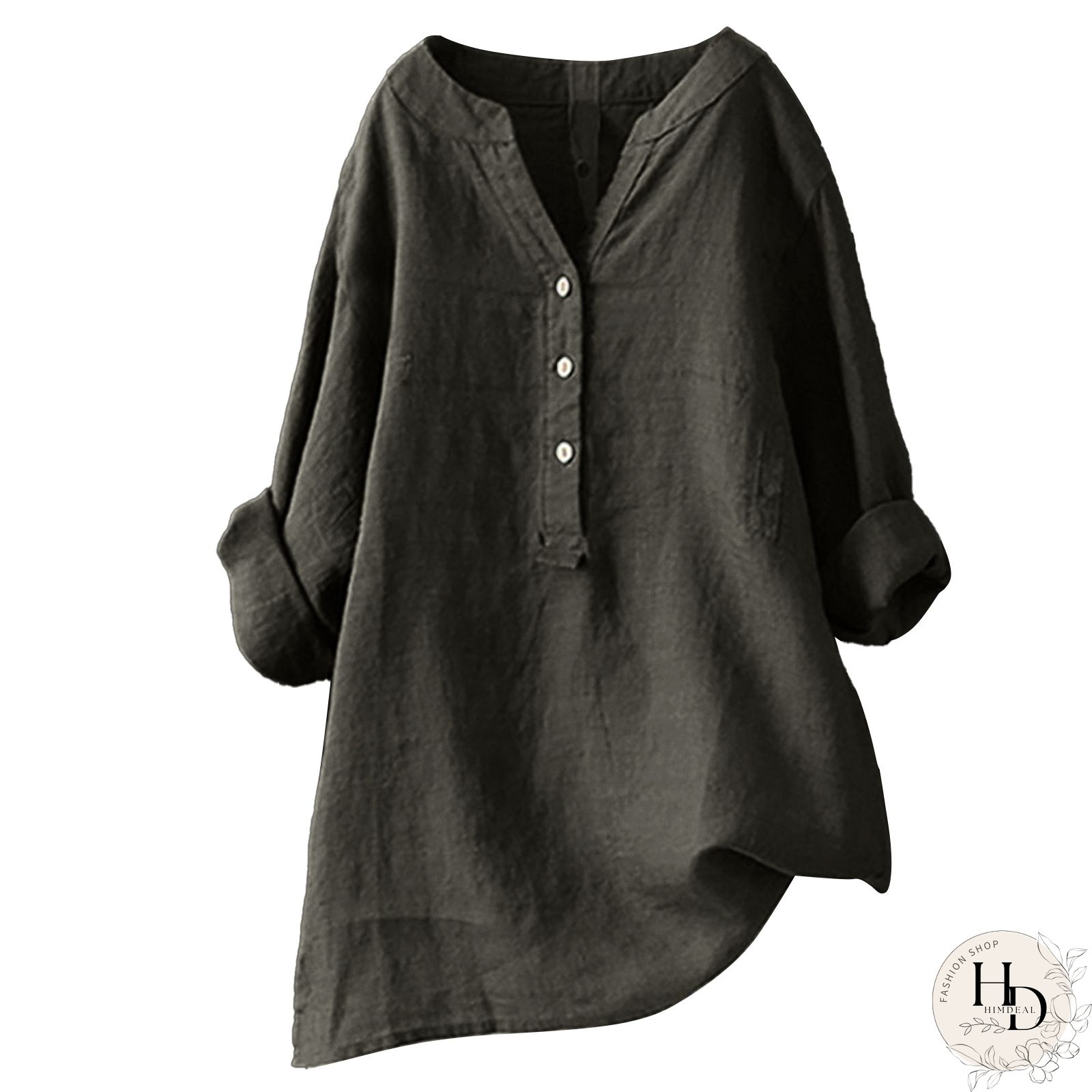 Women Tuxedo Linen Shirt Dress
