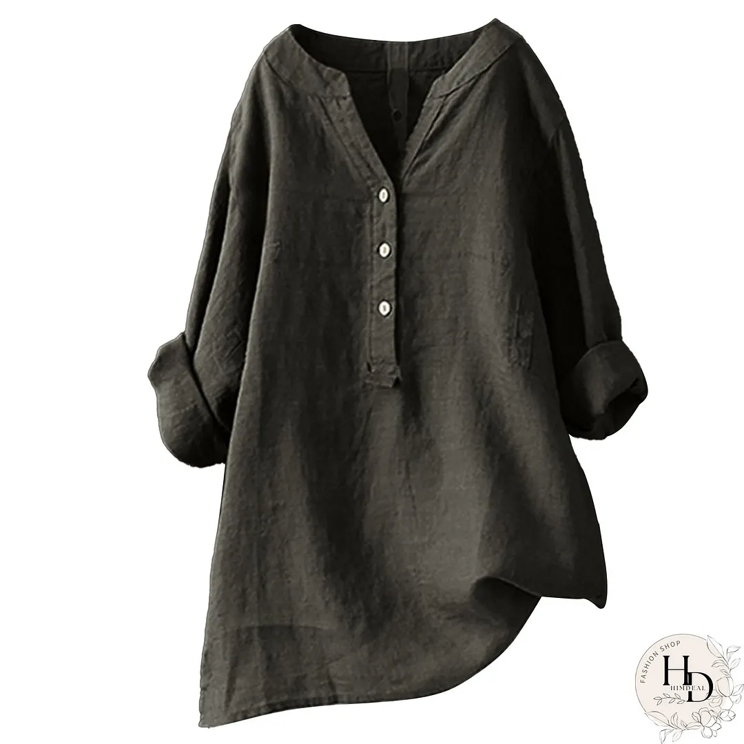 Women Tuxedo Linen Shirt Dress