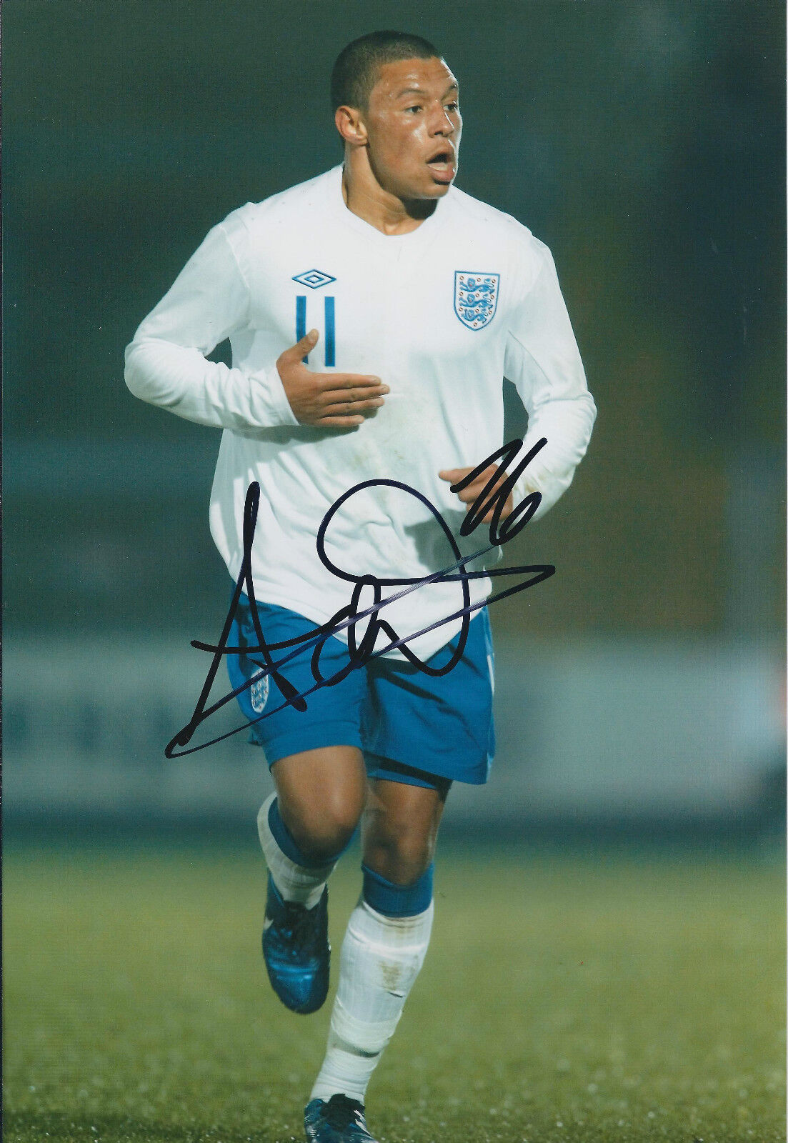 Alex OXLADE-CHAMBERLAIN Signed Autograph 12x8 Photo Poster painting AFTAL COA England 3 LIONS