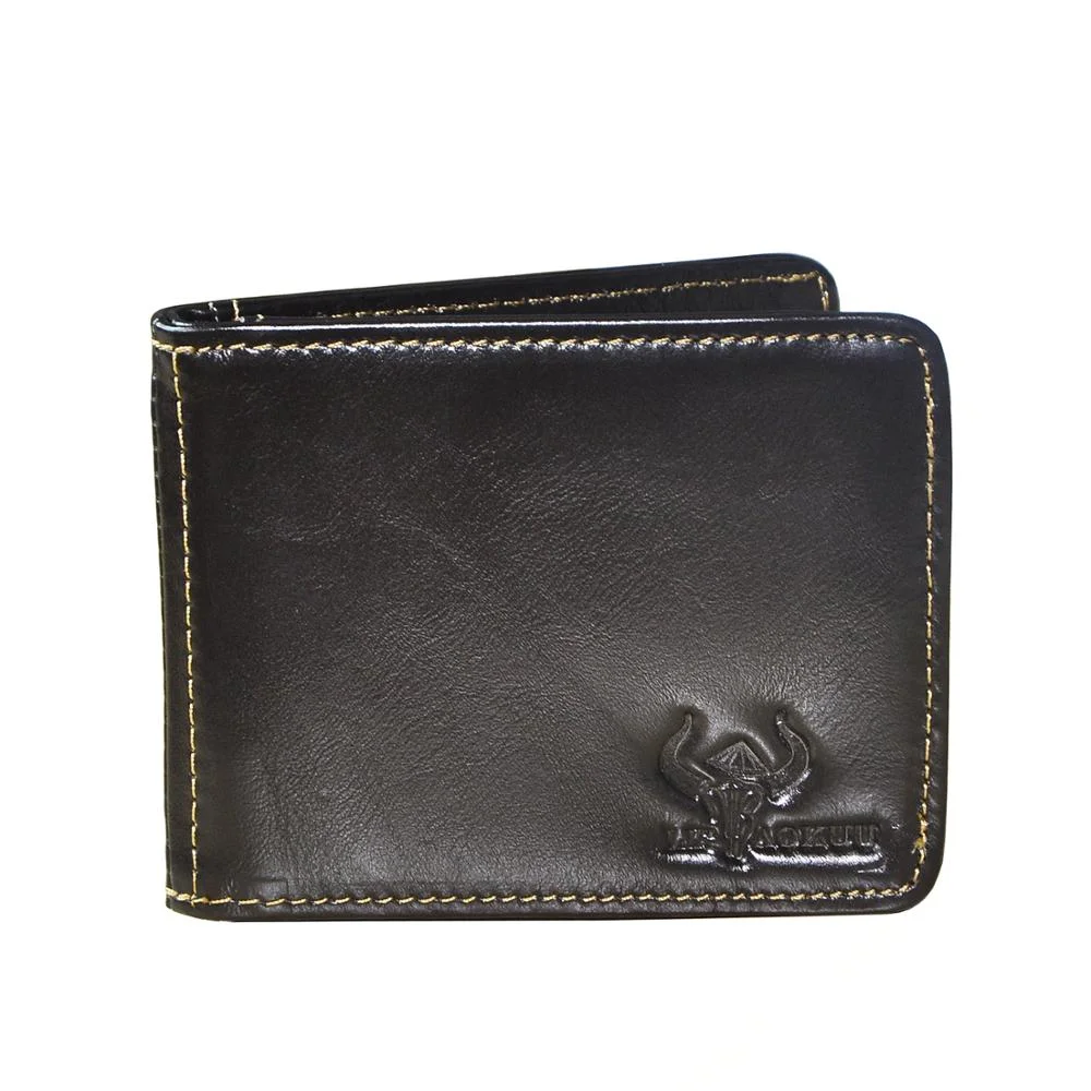 Mongw Genuine Leather Design Fashion Slim Wallet Front Pocket Money Clip Mini Bill Purse For Men 1055-b