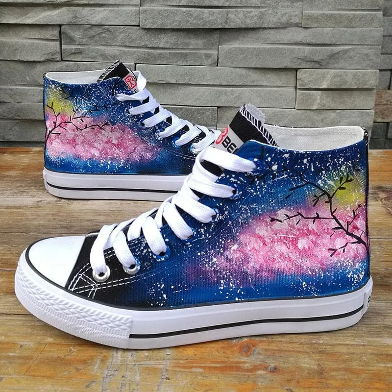 Final Stock! Sakura Starry Sky Printing Canvas Shoes SP168529
