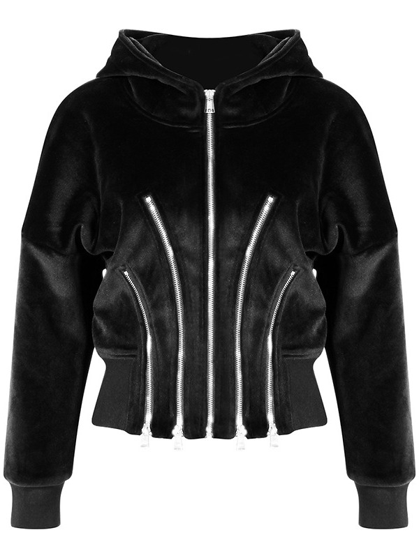 Fasion Long Sleeve Metal Zipper Hoodie