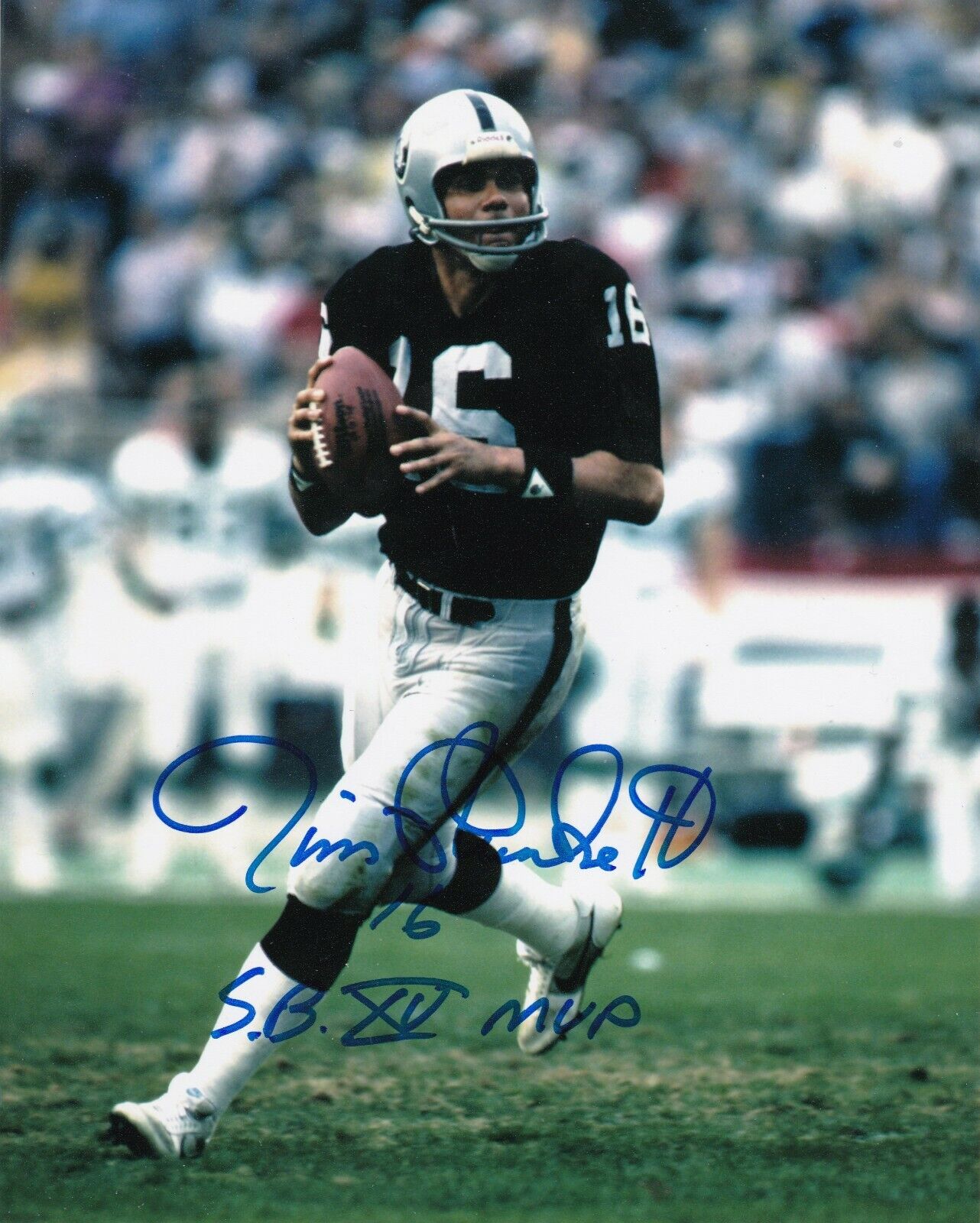 JIM PLUNKETT OAKLAND RAIDERS SB XV MVP ACTION SIGNED 8x10