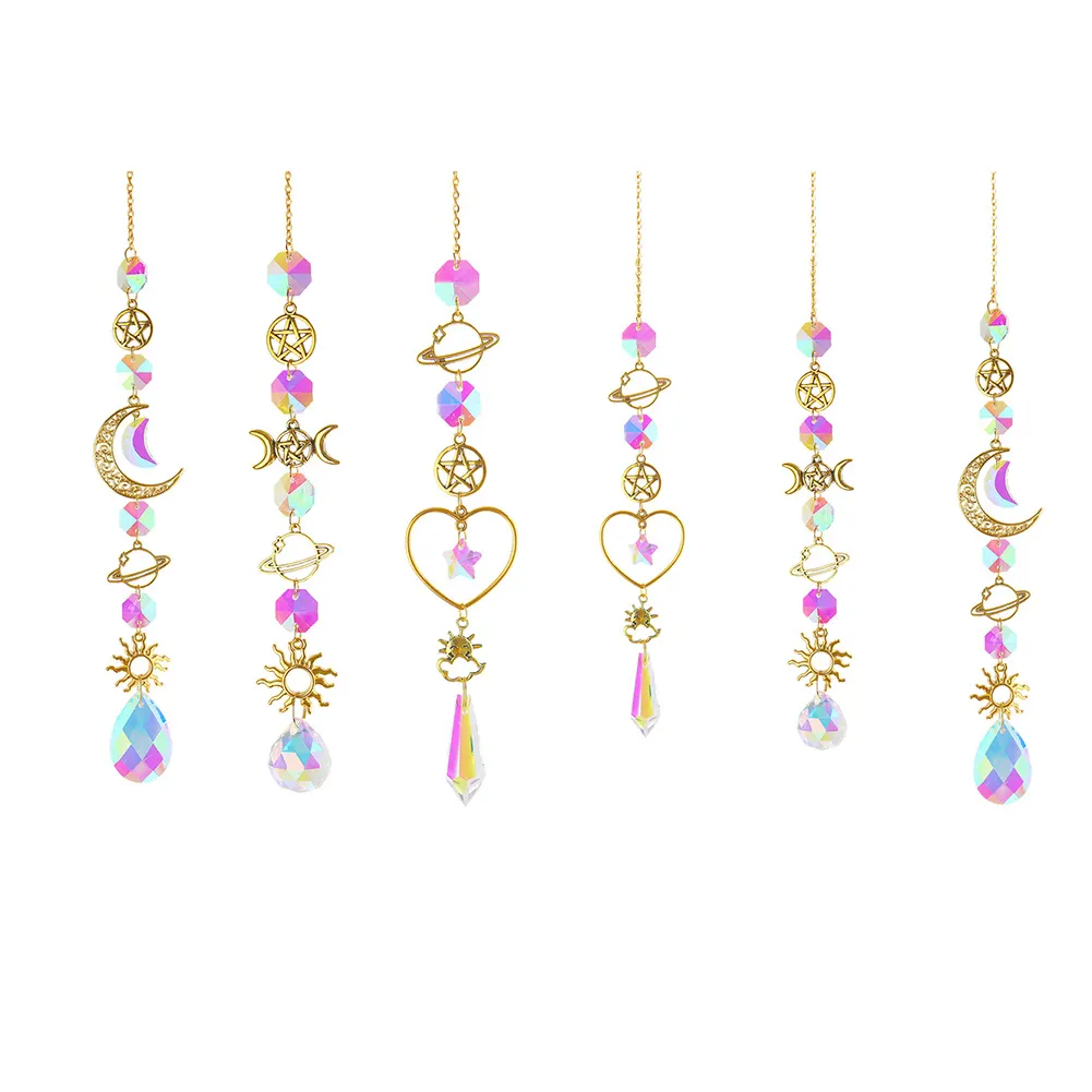 Star Crystal Chandelier Lighting Wind Chimes Curtain Home Garden Pendants