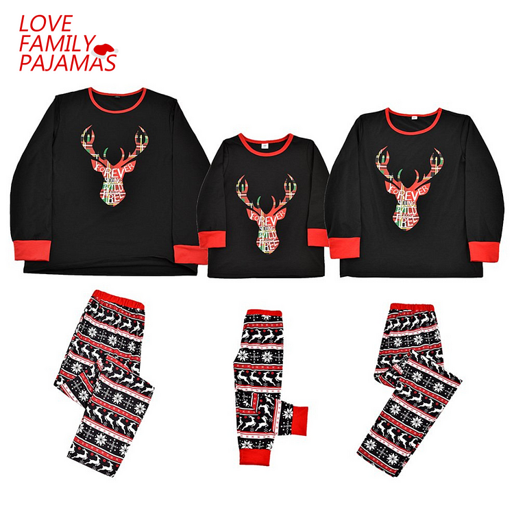 Christmas Deer Letter Printed Snowflakes Family Pajamas Sets
