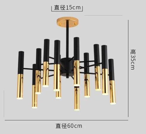 Nordic Light Luxury Led Chandelier Simple Modern Black Gold Living Room Bedroom Pendent Lamp  Creative Designer Hanging Lamp