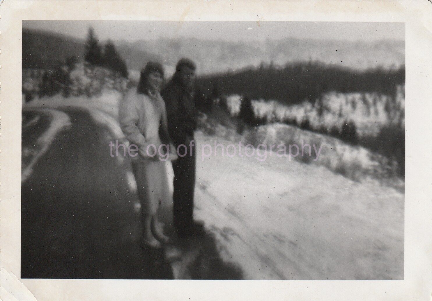 FOUND Photo Poster painting Original B and W Snapshot Photo Poster paintingGRAPHYDD 810 29 O