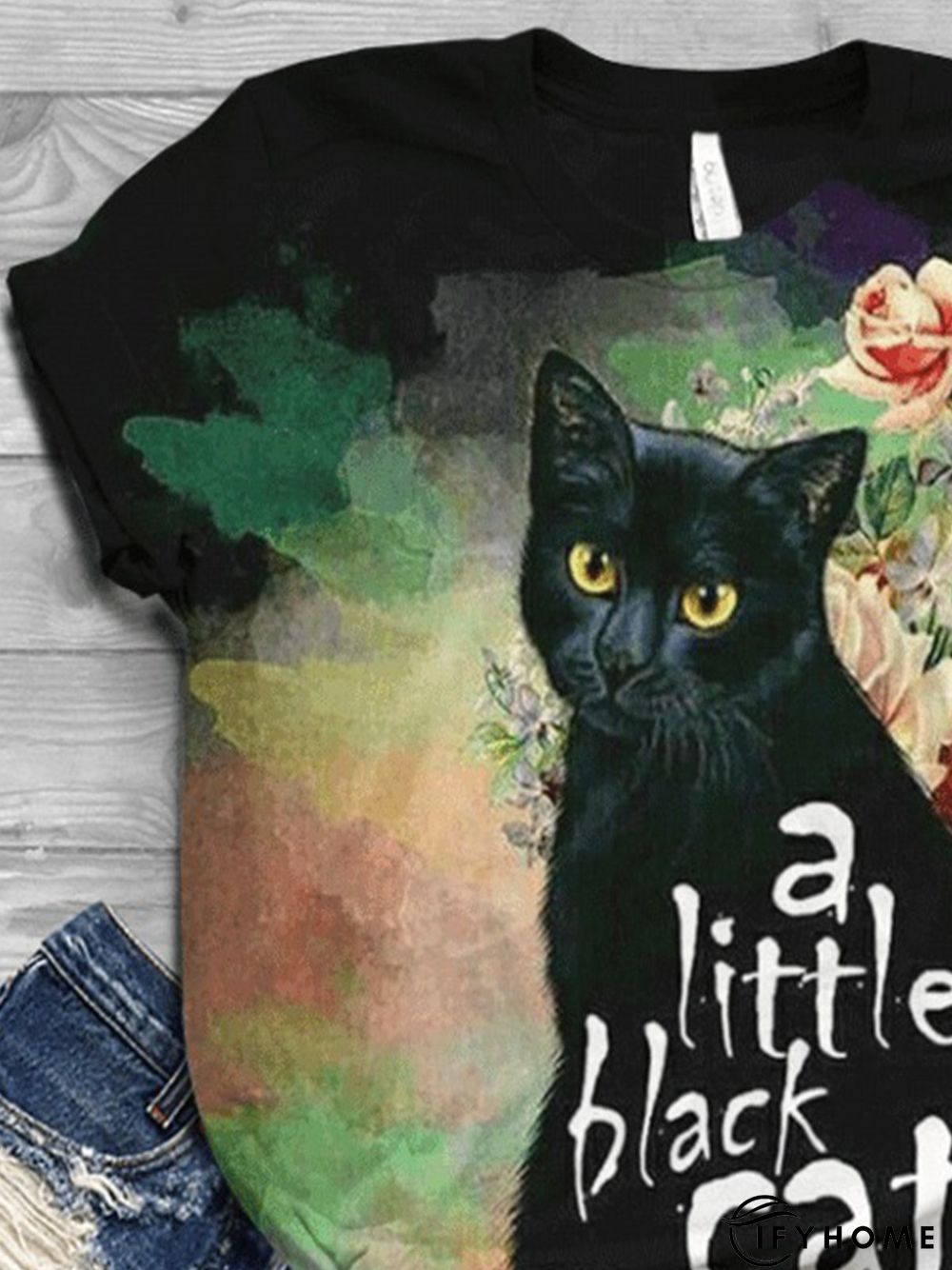 Plus Size Cotton-Blend Crew Neck Short Sleeve Animal T-shirt | IFYHOME