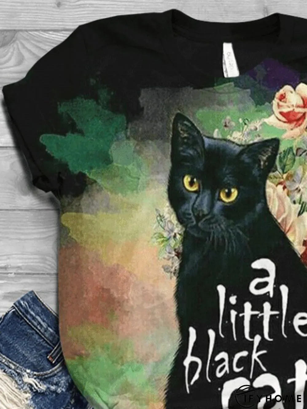 Plus Size Cotton-Blend Crew Neck Short Sleeve Animal T-shirt | IFYHOME