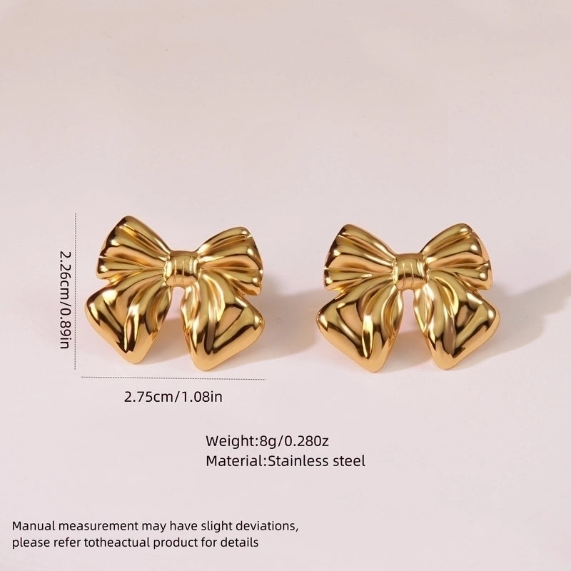 1 Pair Casual Minimalist Classic Style Bow Knot 304 Stainless Steel Imitation Gold  Ear Studs
