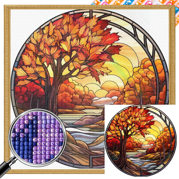 Autumn Maple Leaves 30x30CM (Canvas) AB Square Drill Diamond Painting gbfke