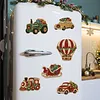 6PCS Vehicles DIY Pearl Diamond Painting Christmas Fridge Magnets, Sparkling Rhinestone Refrigerator Magnet Craft Kit for Home Decor & Gifts