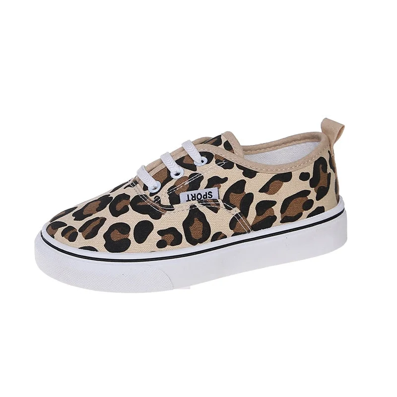 Children Canvas Shoes Fashion Classic Simple Soft Comfortable Boys Sneakers Girls Casual Shoes Children Skate Shoes Leopard New