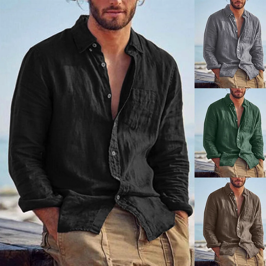 Lapel Linen Shirt-inspireuse