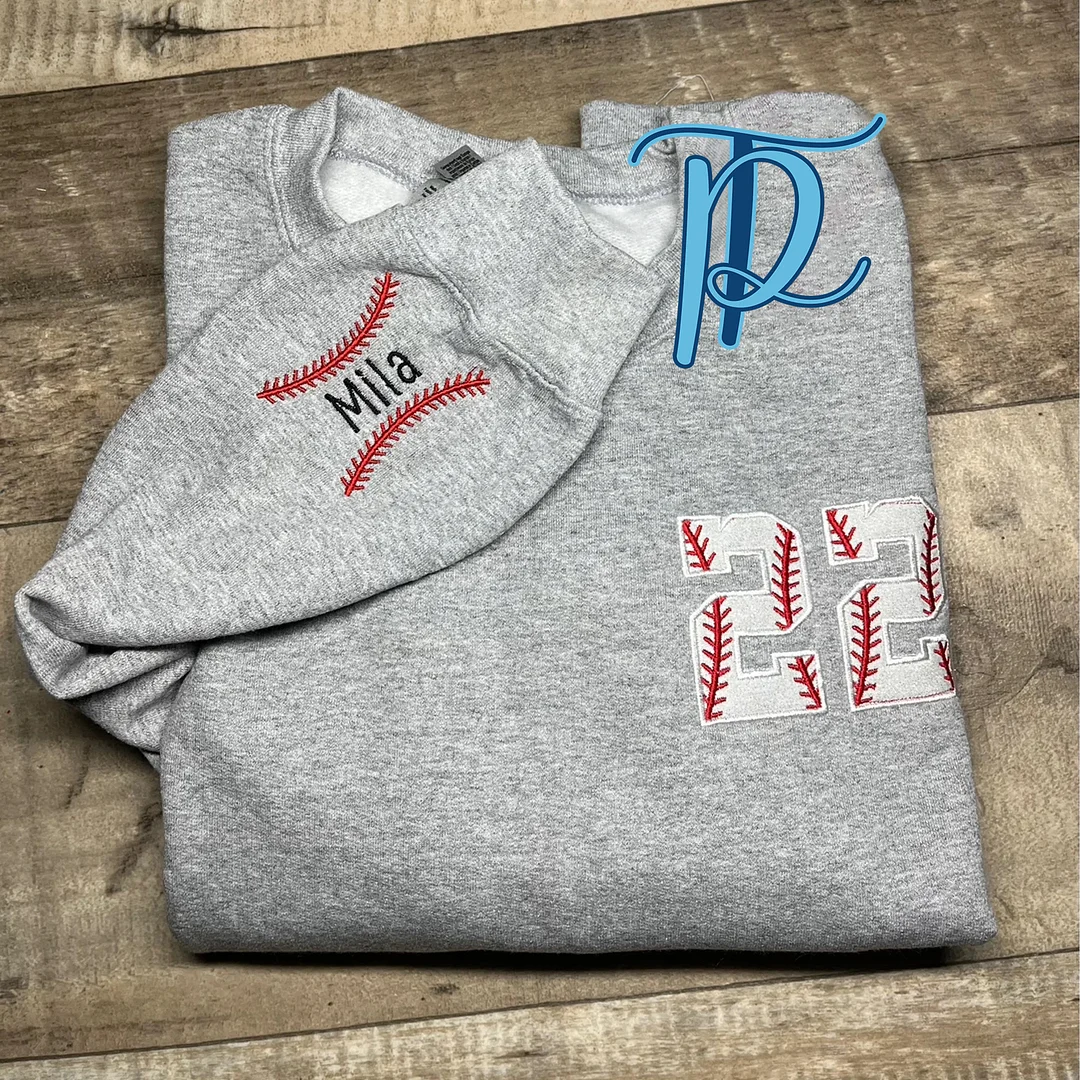 Embroidered Sweatshirt Baseball W/Child's Name