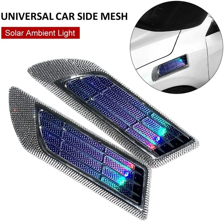 Universal Car Exterior Accessories -- Hood Scoop For Cars, Car Hood Vents With Cool Solar Warning Light, Car Vent Accessories. Cars, Pickup Trucks, SUVs, Exterior Automotive Accessories, A Pair. ( Col