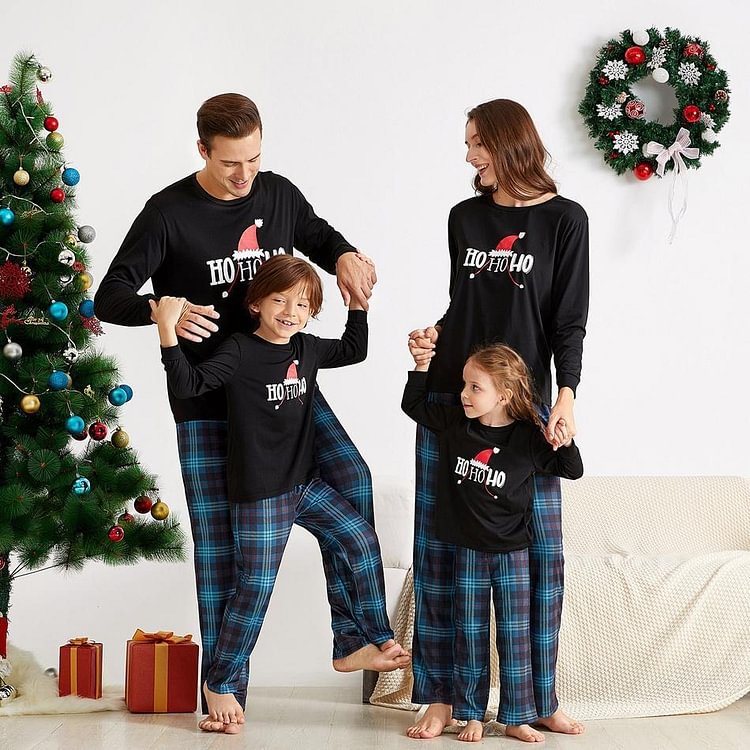 Christmas Hat ' HO HO HO' Family Matching Pajamas Set