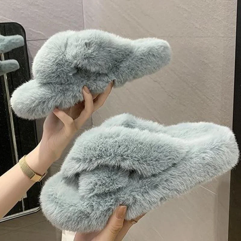Summer Fluffy Raccoon Fur Slippers Shoes Women Real Fox Fur Flip Flop Flat Furry Fur Slides Outdoor Sandals Woman Amazing Shoes