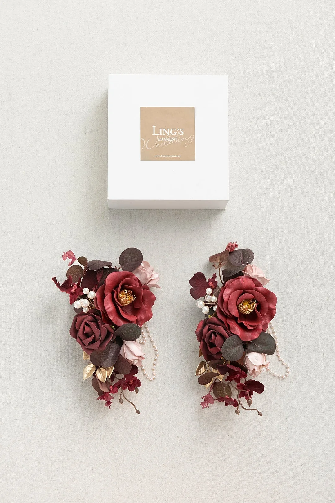 Shoulder Corsages in Burgundy & Dusty Rose