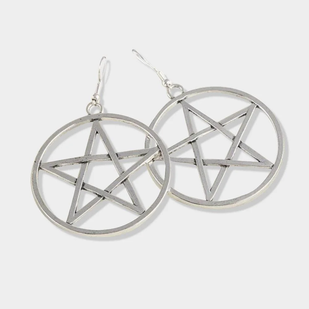 Wiccan Large Pentacle Pentagram Earrings