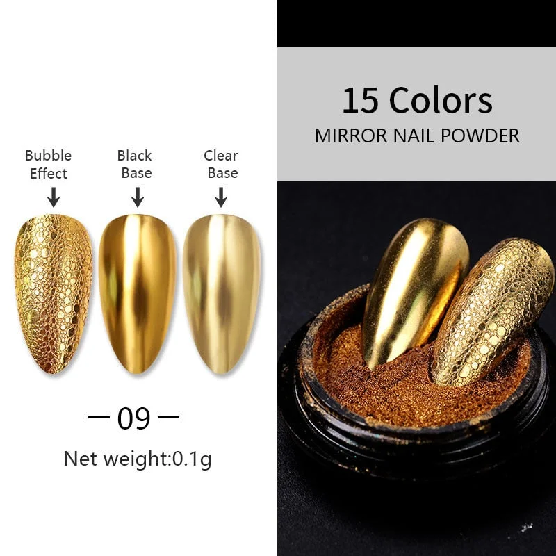 1 Box Solid Mirror Nail Glitters Powder Dust for Metal Nail Art Nail Powder Chrome Pigment DIY Nail Art Decorations
