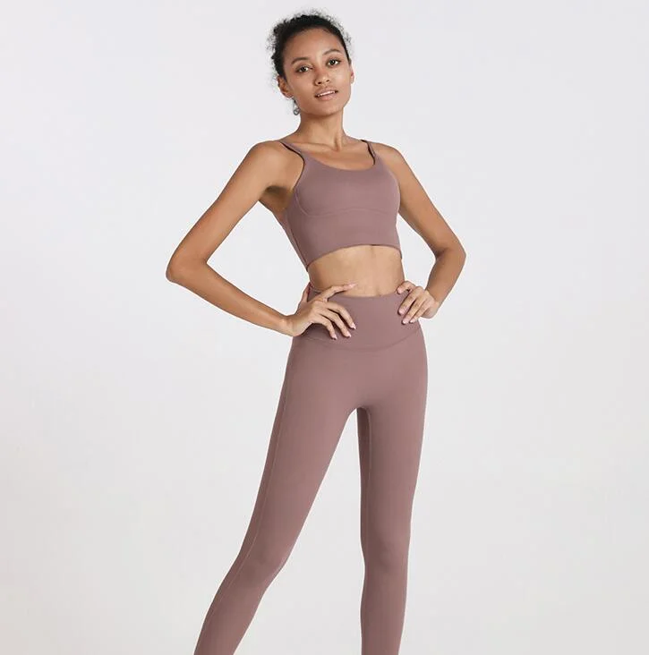 Spaghetti Strap Backless Shockproof Padded Sports Fitness Vest Bra