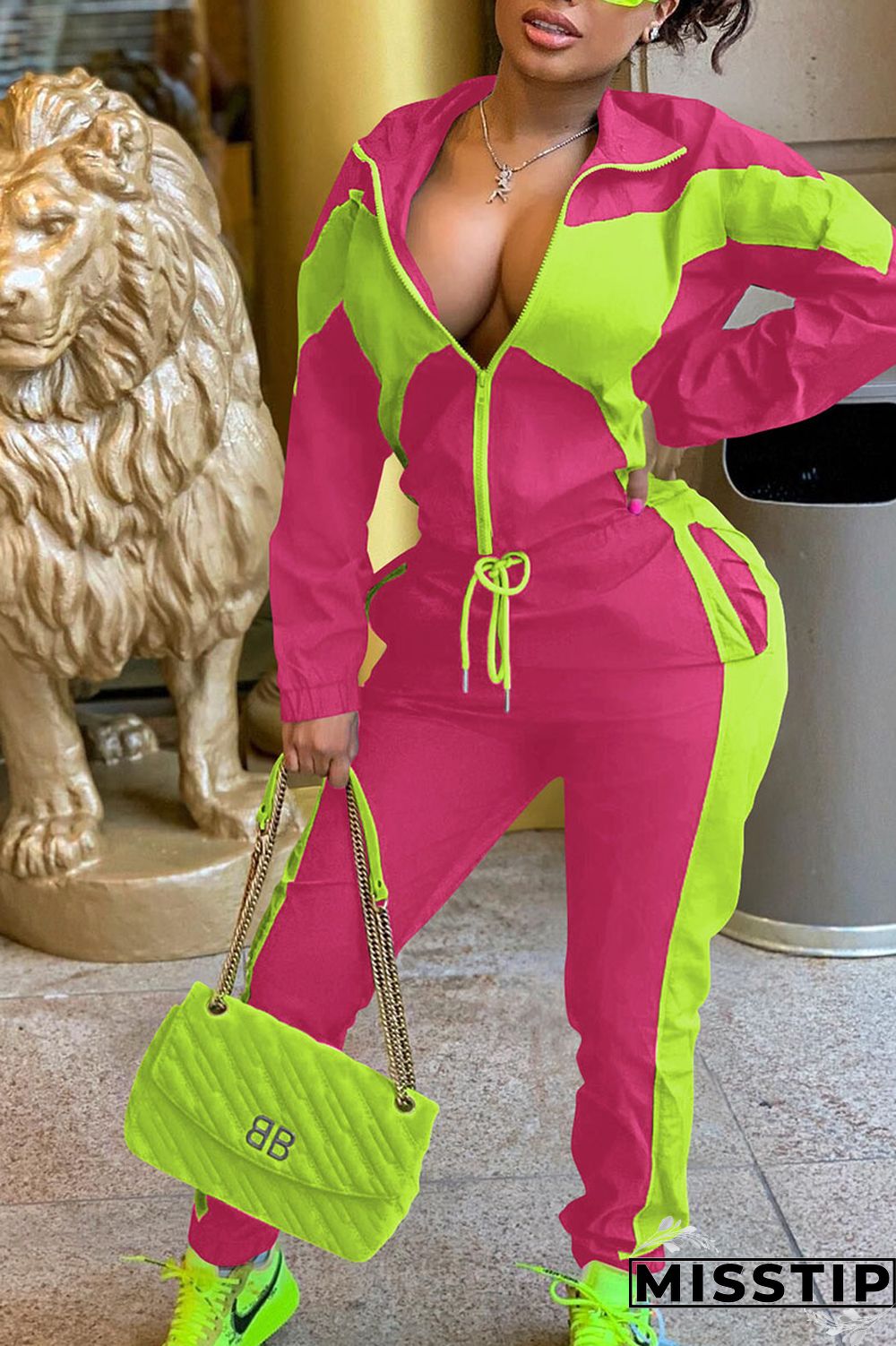 Army Green Casual Sportswear Solid Patchwork Zipper Long Sleeve Two Pieces