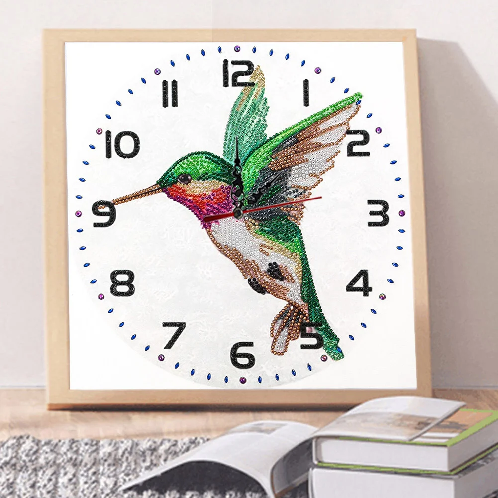 DIY Crystal Rhinestone Diamond Painting Bird Clock