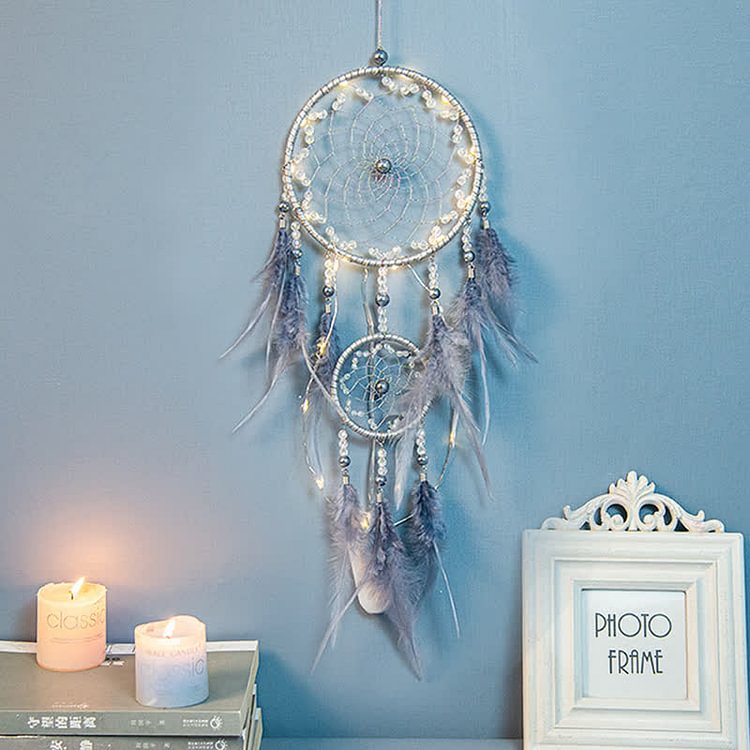 Blue Feather Pearl Wind Chime Dream Catcher