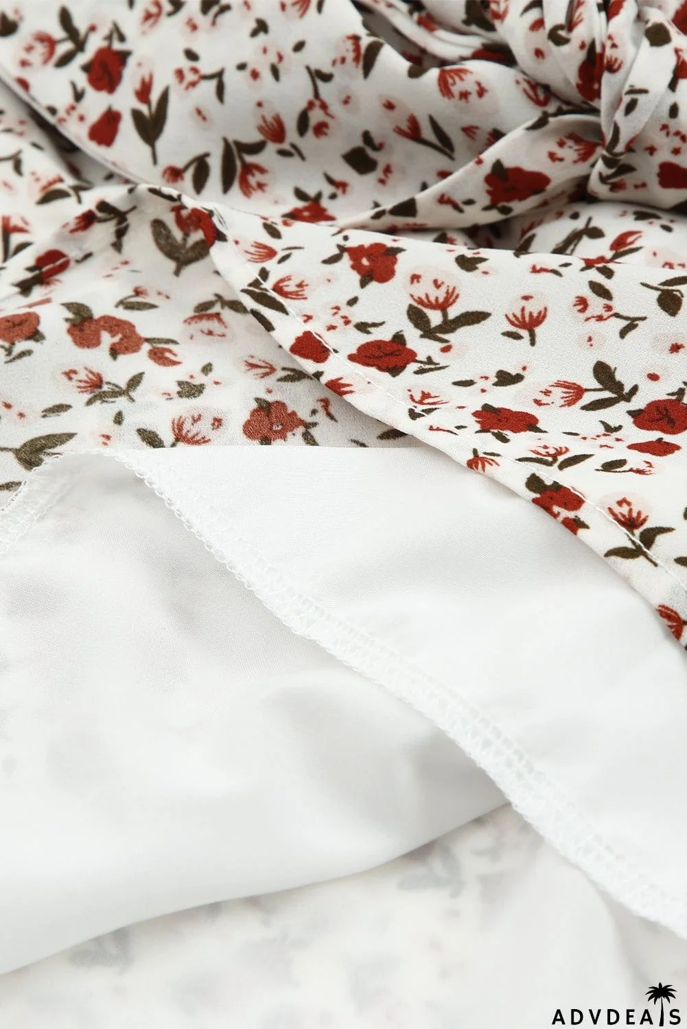 Floral Print Front Tie Ruffled Long Sleeve Blouse