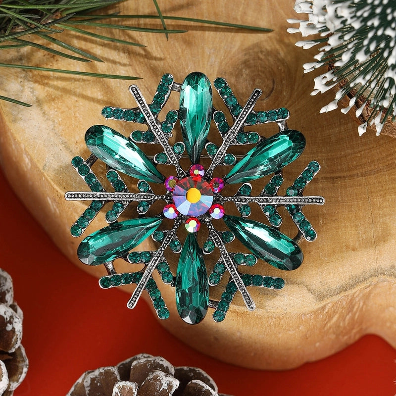 Elegant Pin Snowflake Alloy Inlay Rhinestones Women's Brooches