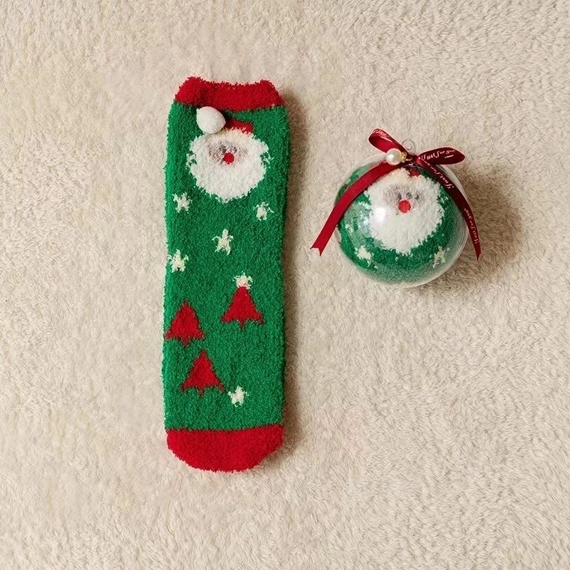 Women’s Minimalist Christmas Tree Santa Claus Snowman Cotton Jacquard Crew Socks