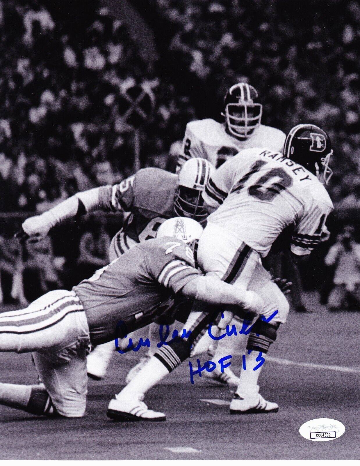 Curley Culp signed 8x10 B&W Houston Oilers Photo Poster painting JSA- HOF (DEC )